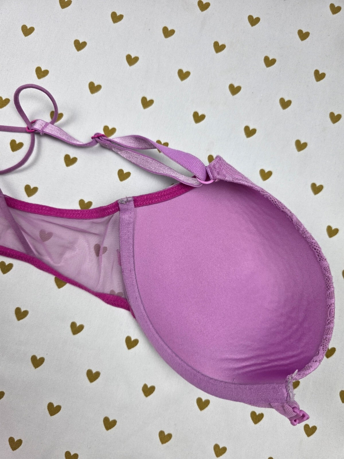 Victorias Secret Purple Strappy Front Close Racerback Bra 32D Push Up