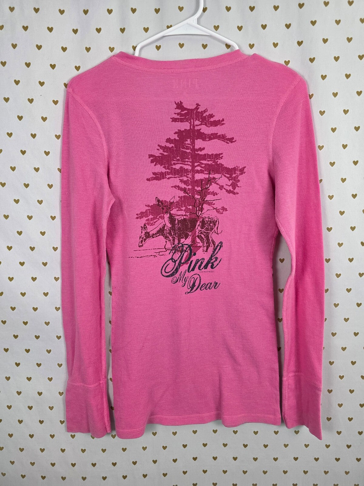 Vintage Victoria’s Secret PINK My Dear Deer Thermal Henley Shirt M Y2K