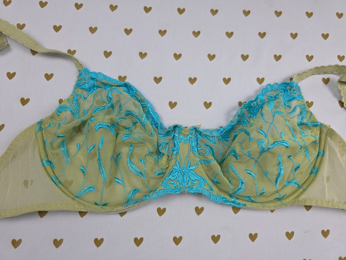 Victorias Secret Vintage sheer 38C Green Blue Bra