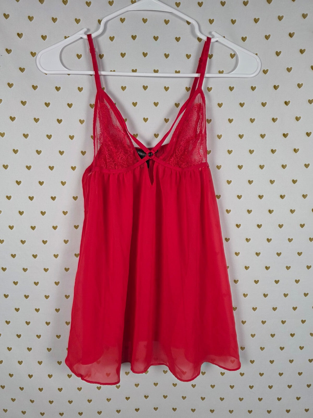 Victorias Secret Red Sheer Strappy Babydoll Nightie Medium Lingerie Dress