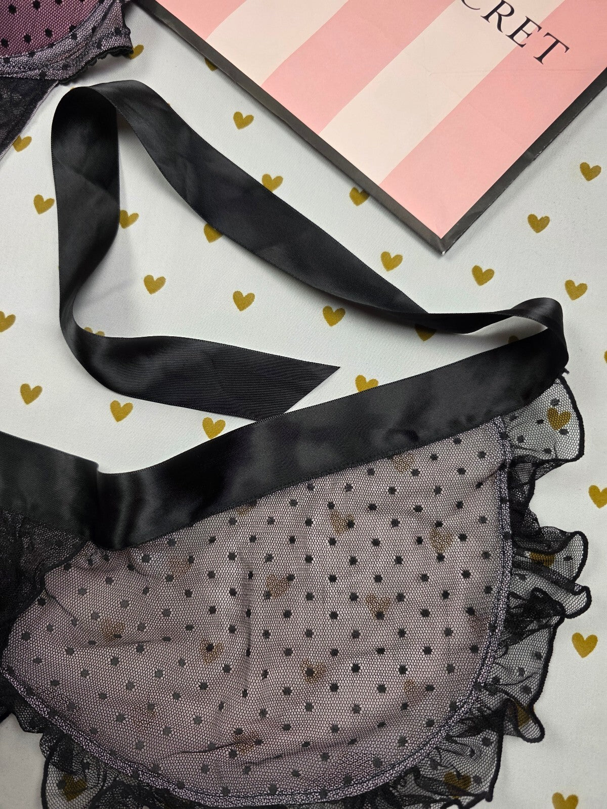 Victorias Secret SEXY LITTLE THINGS 34B French Maid Lingerie Outfit Tie back