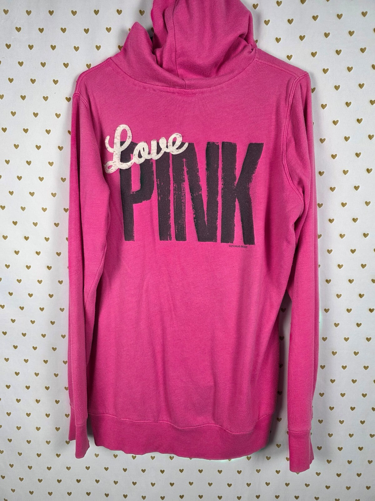 Victorias Secret Pink V Neck Vintage Y2k Pullover Hooded Sweater LOVE Large