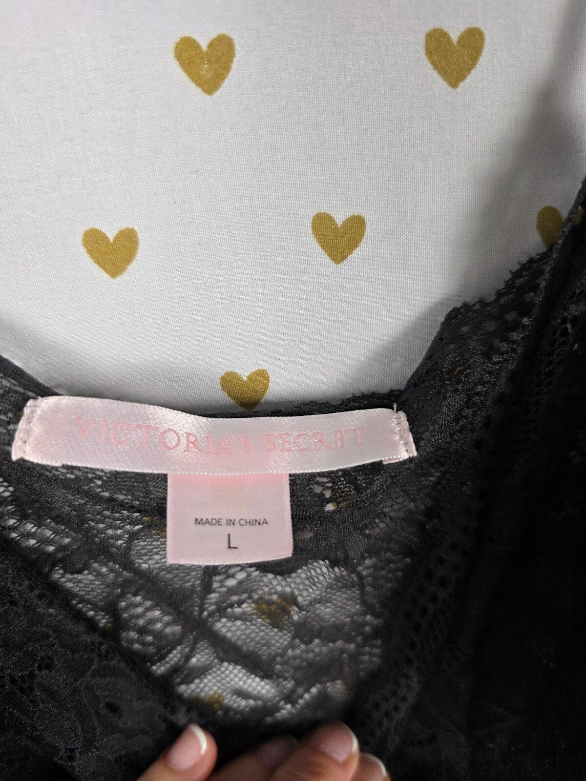 Victorias Secret Black Vintage Sexy Pleated Lace Tank Top Babydoll large