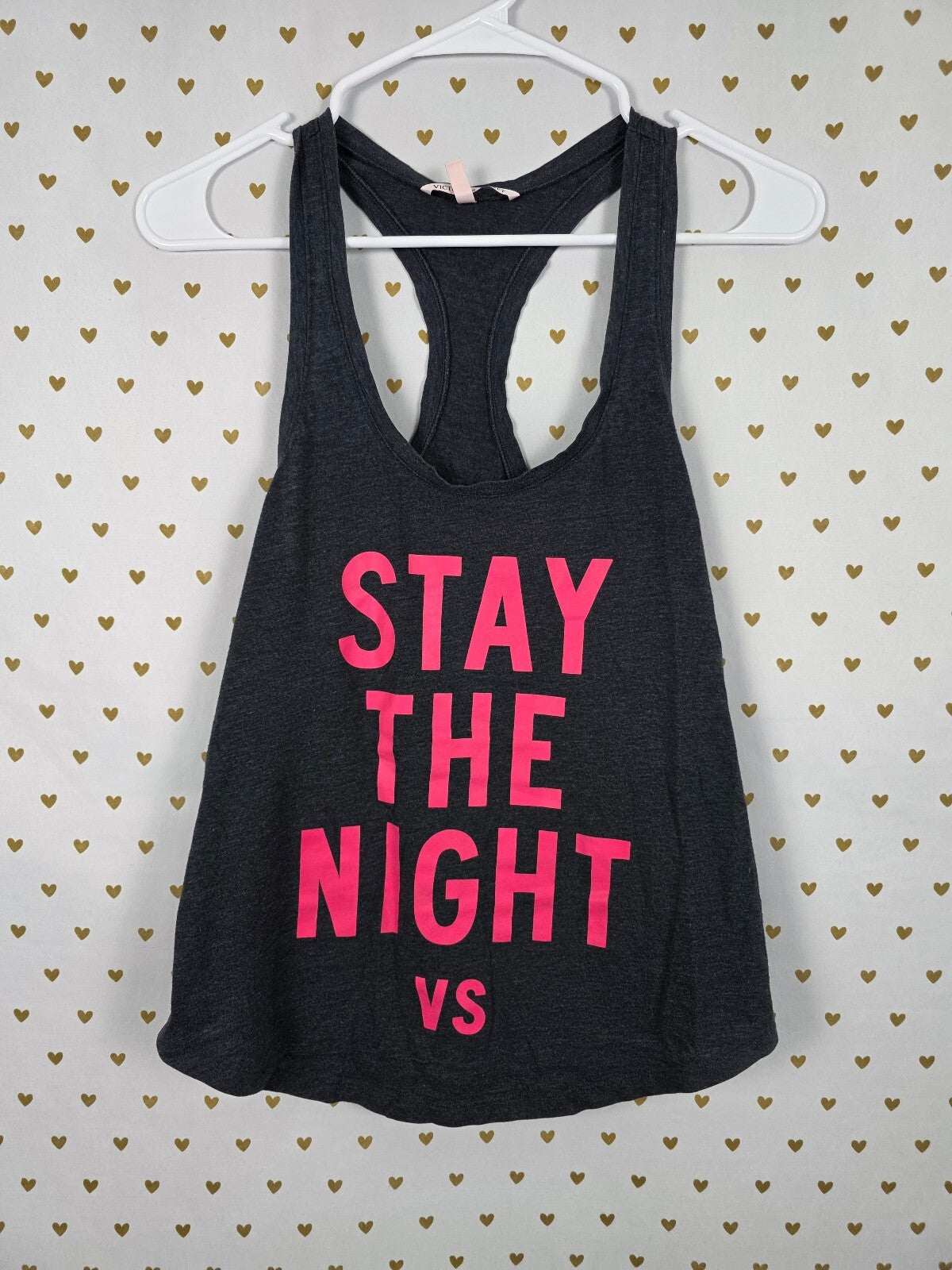 Victorias Secret STAY THE NIGHT Neon Tank Top SMALL Grey