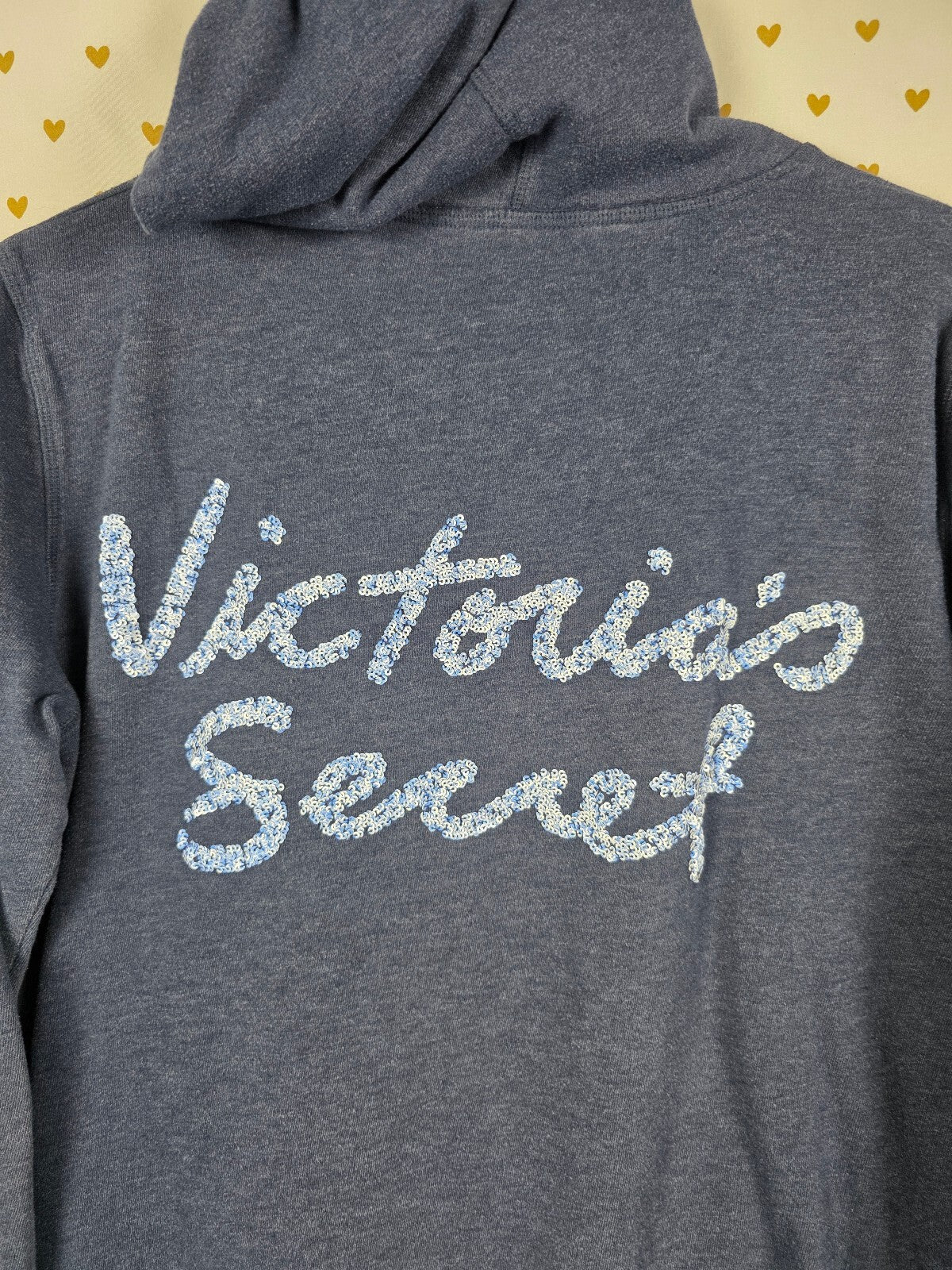Victorias Secret ANGELS Bling Full zip Hoodie Jacket Blue MEDIUM Sequin