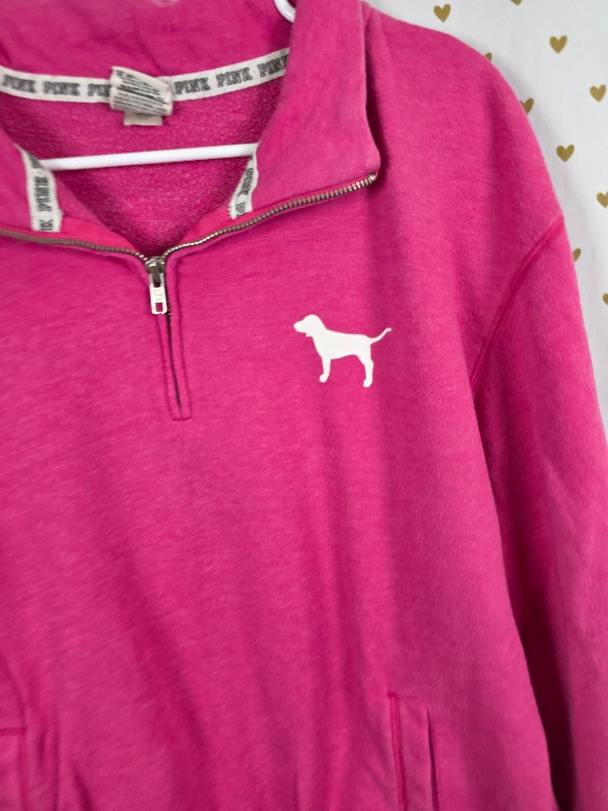 Victorias Secret Pink Vintage quarter zip Sweater Shirt Logo Medium