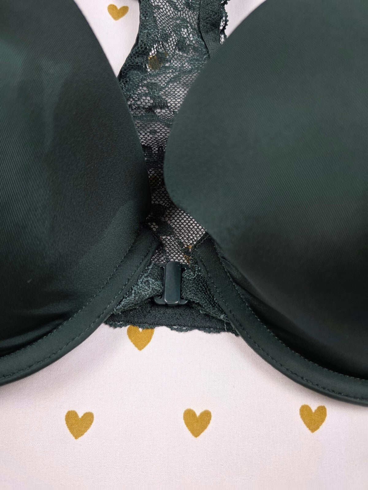 Victorias Secret Green Lace Front Close Racerback Bra Demi Balconette 34D