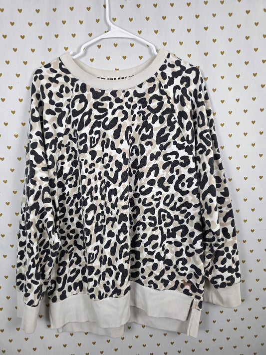 Victorias Secret Pink Leopard Cheetah Crew Sweater Oversized Large