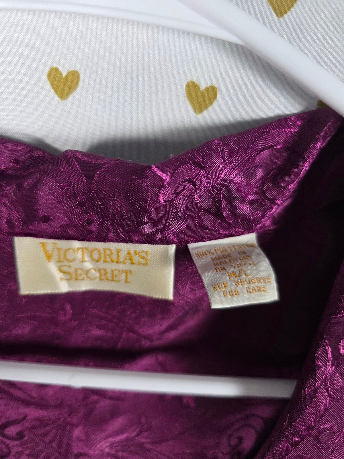 Vintage Victoria's Secret Gold Label Purple Satin Jacquard Sleep Shirt M/L