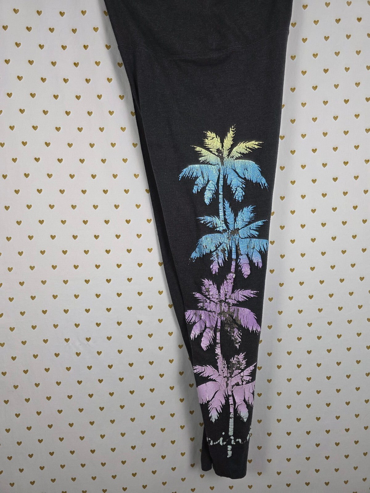 Victoria's Secret PINK Palm Tree 3PC Set Sweatshirt Leggings Shorts XL