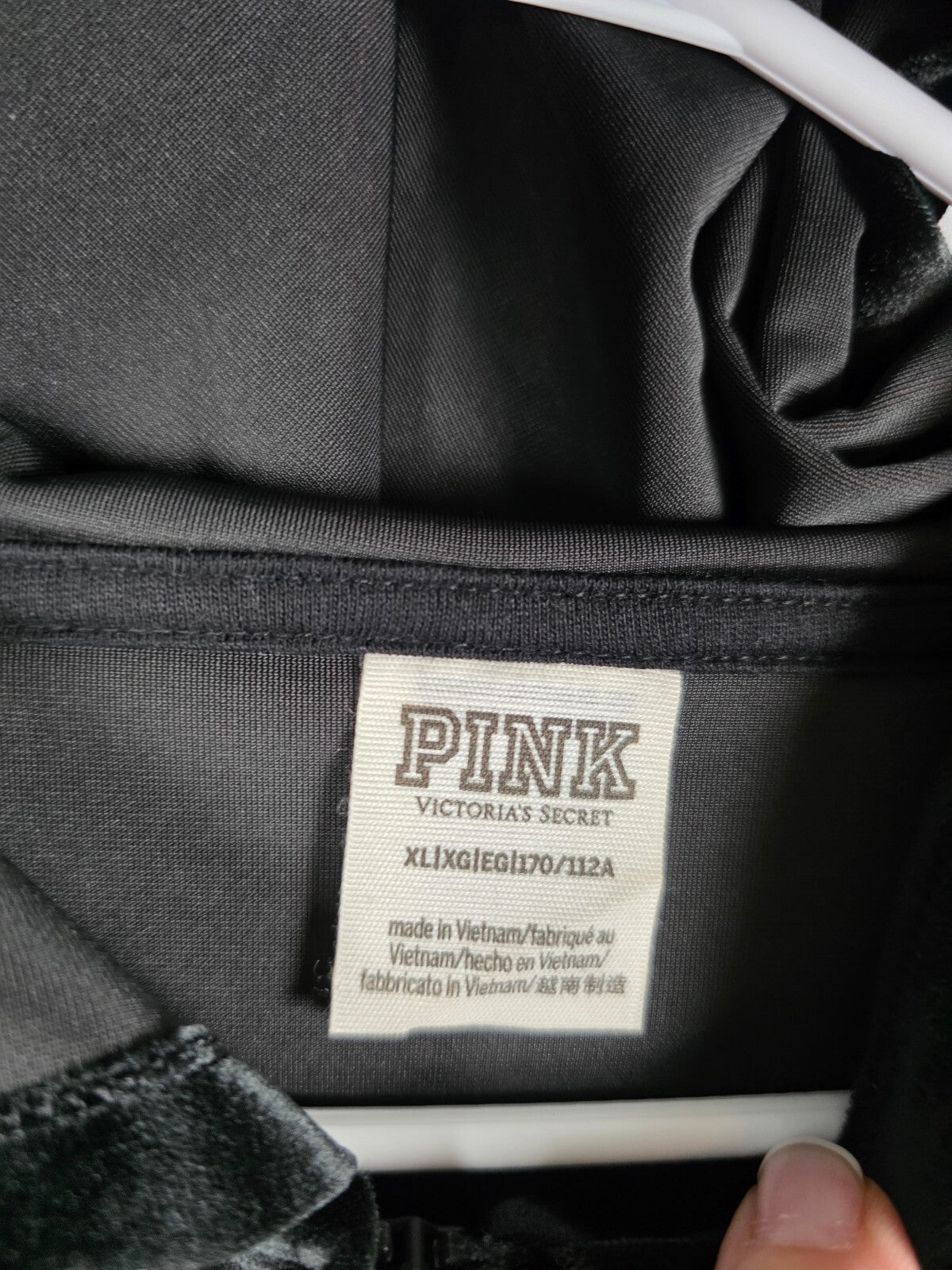 VS PINK Black Velour Rhinestone BLING 3 Piece Tracksuit Set XL Y2K