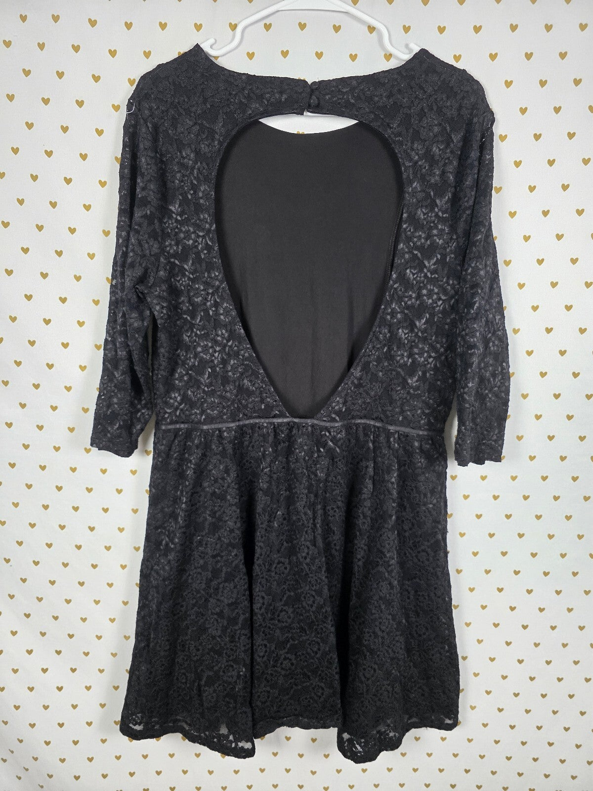 Victoria's Secret Black Floral Lace Open Back Fit & Flare Dress XL Stretch