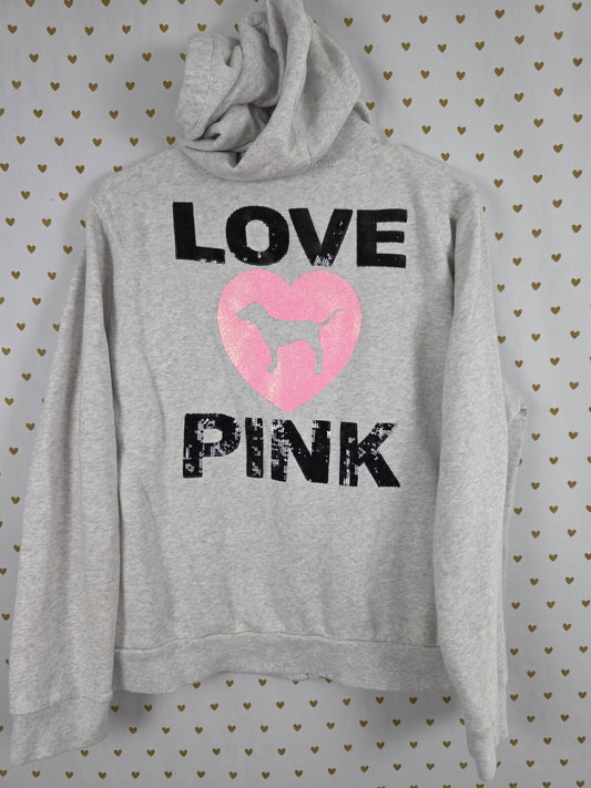 Victorias Secret Pink Full Zip campus originals Bling Sequined Hoodie Jacket XL