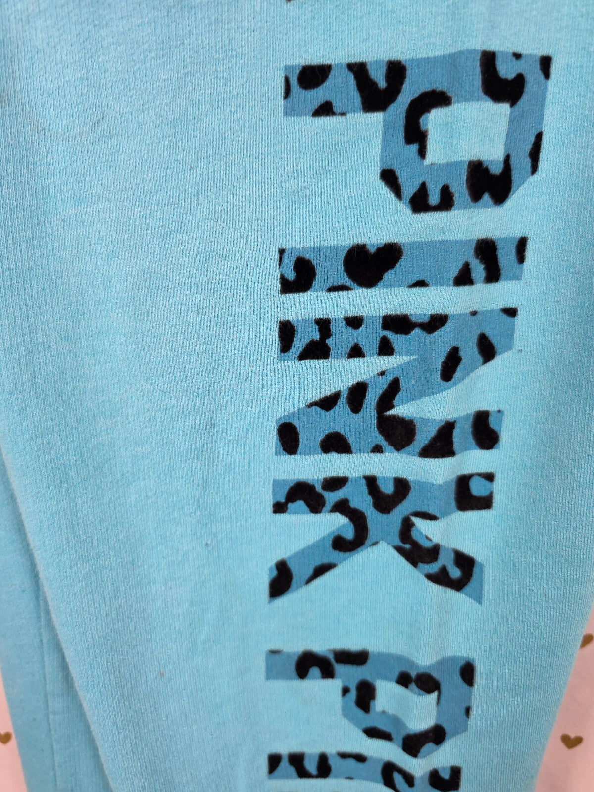 PINK Victoria's Secret Aqua Blue Jogger Sweatpants Leopard Logo Graphic XS