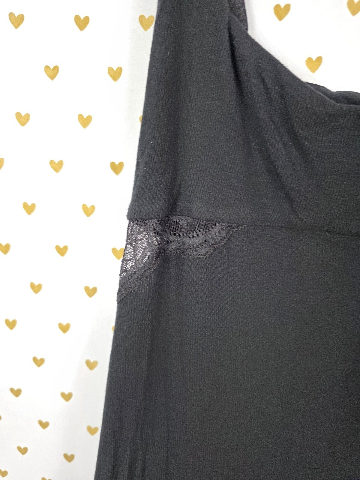 Victorias Secret Super Soft Black Small lace Cutout Slip Dress Sleep Nightie