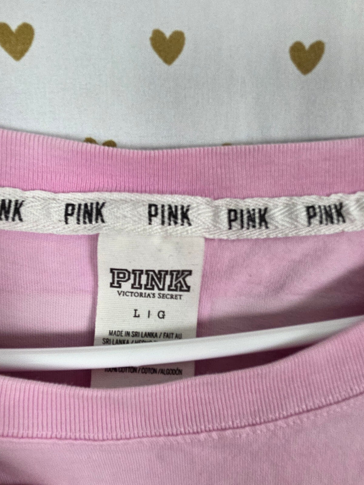 Victoria's Secret PINK Love Pink Ombre Long Sleeve Tee Shirt Large L Campus