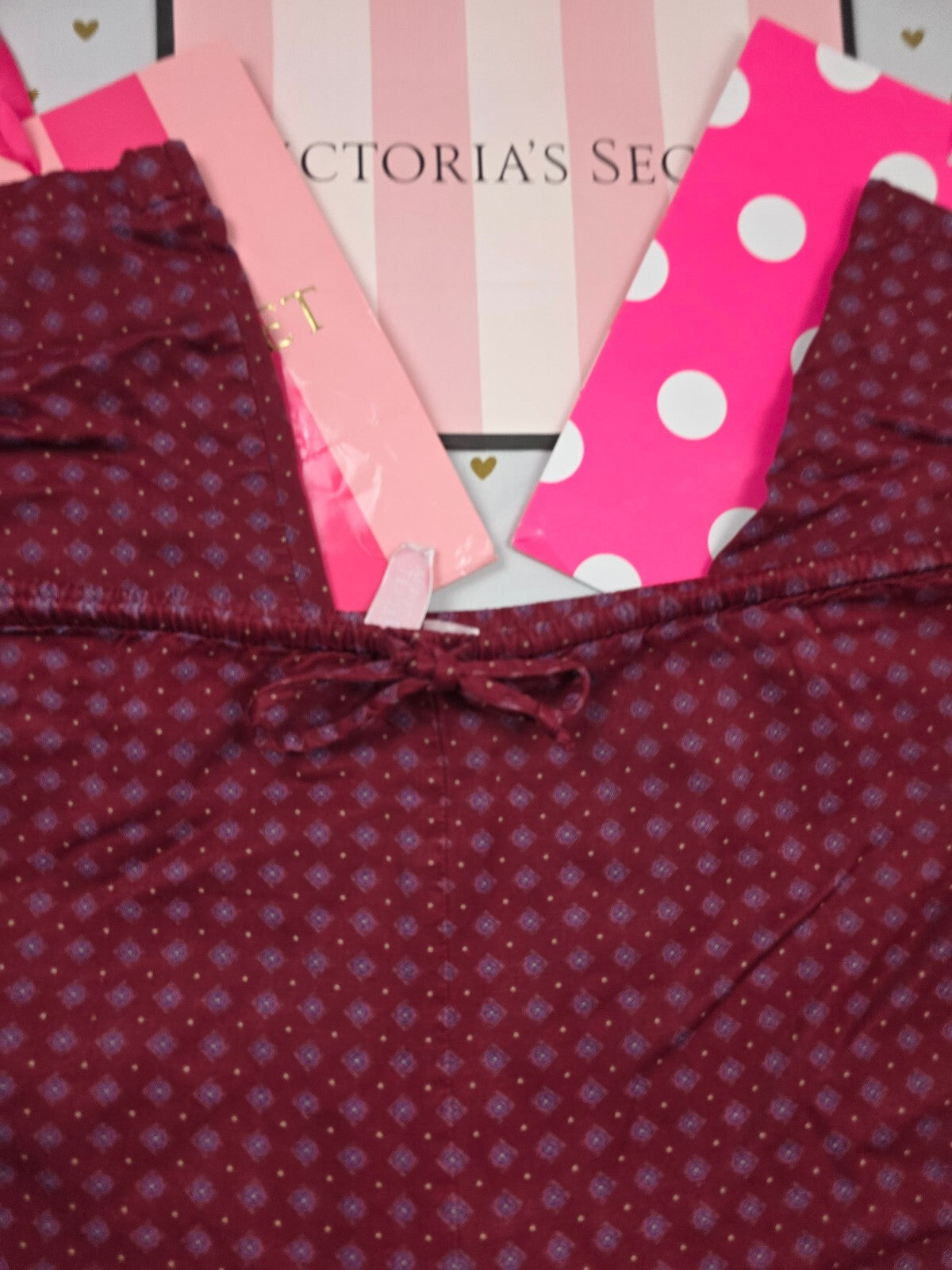 Victorias Secret Red Cotton Vintage Large Sleep Pants Pajama PJ Bottoms