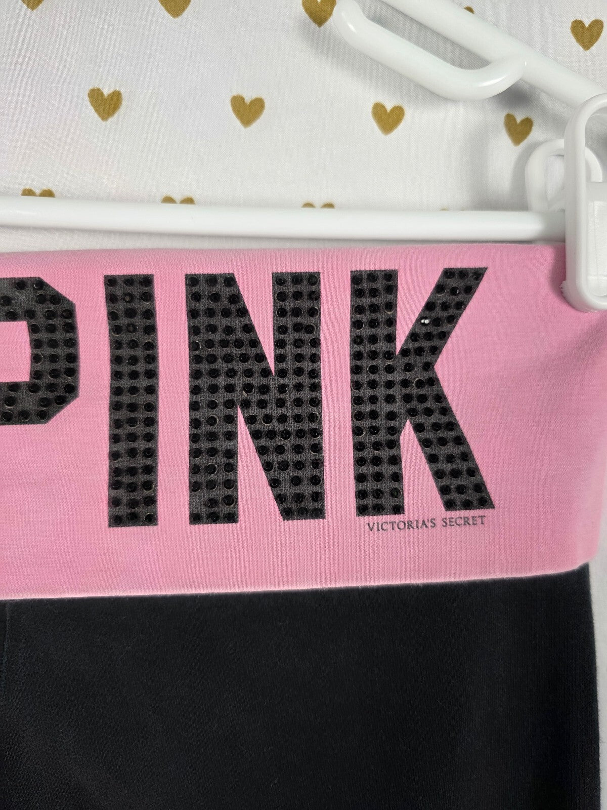 Victoria’s Secret PINK XS Skull Rhinestone BLING Foldover Yoga Pants RARE HTF