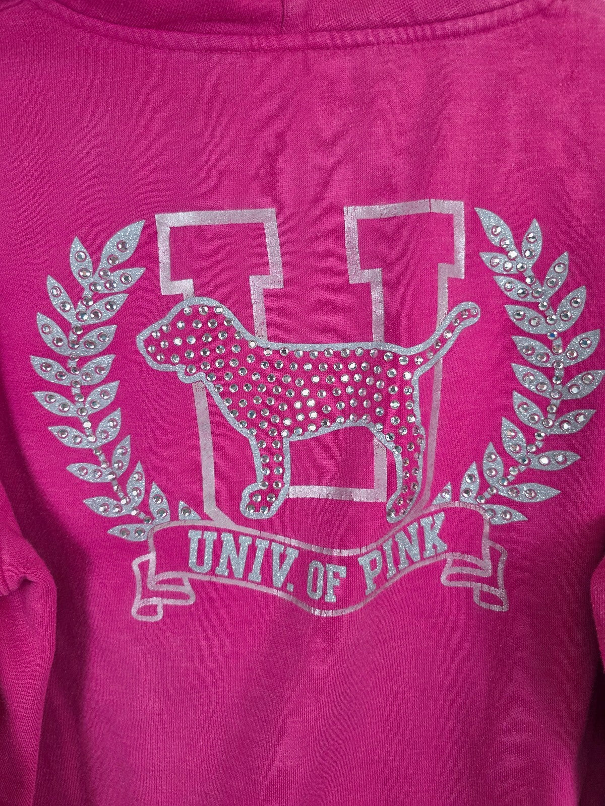 Vintage VS PINK My Favorite Sweats Hoodie L University 86 Rhinestone Dog BLING