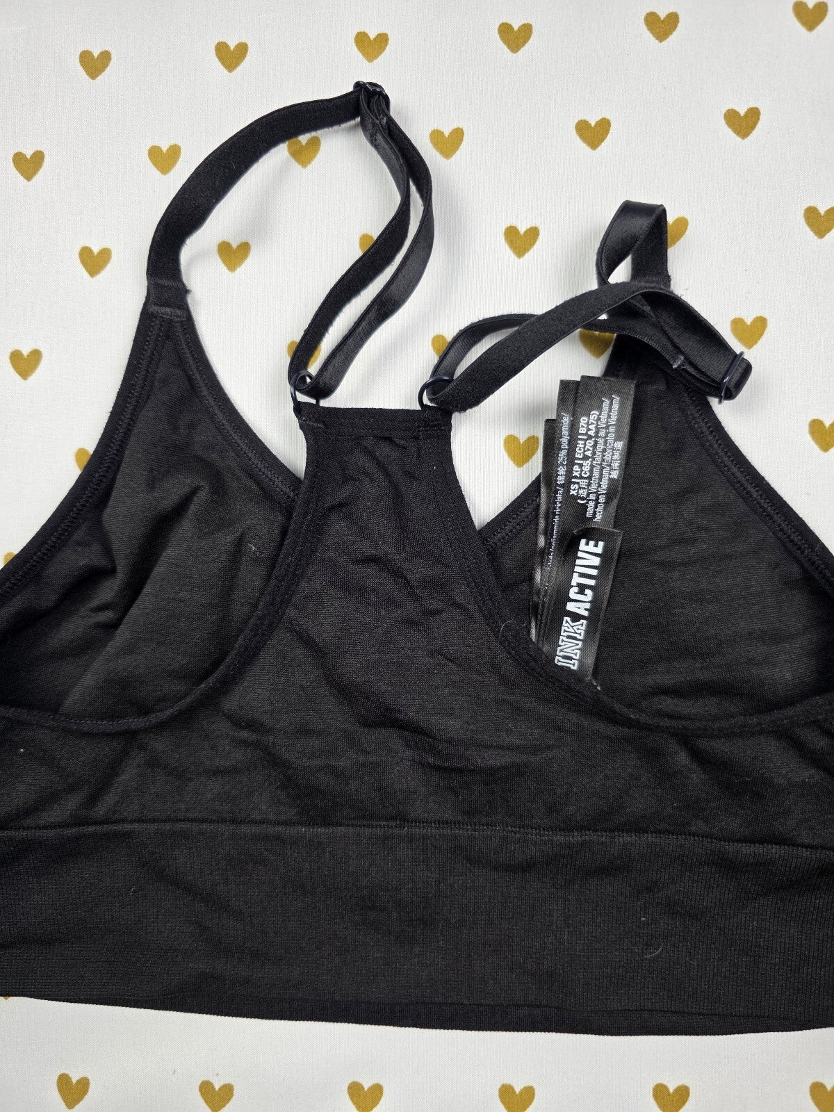 Victorias Secret Pink Active Black Sports Bra XS Bralette Bra Top Tank