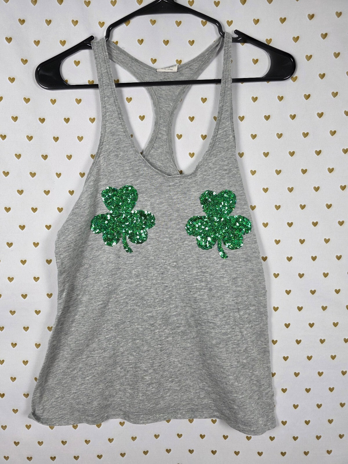 Victorias Secret PINK Bling Sequined Shamrocks XS Tank Top Muscle Tee