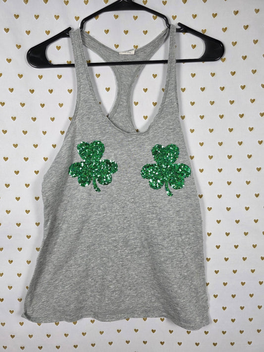 Victorias Secret PINK Bling Sequined Shamrocks XS Tank Top Muscle Tee