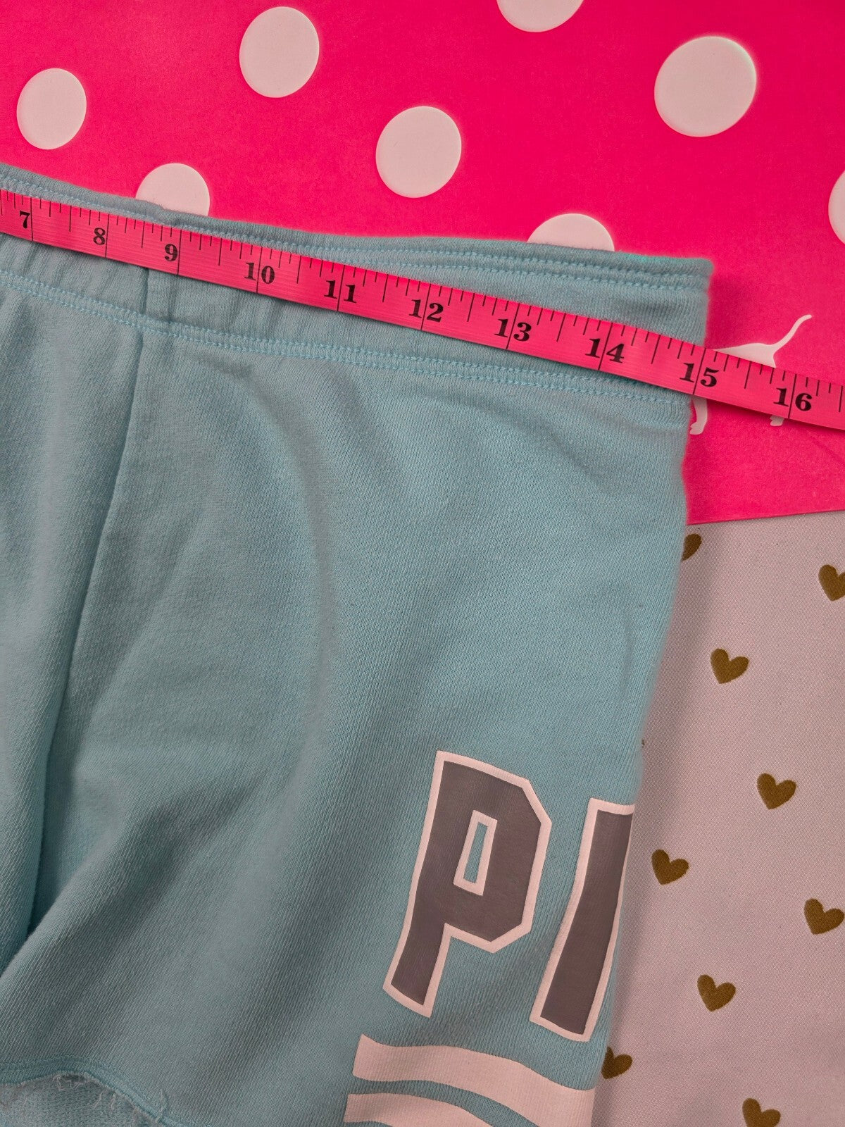 Victorias Secret PINK Foldover Logo sweat shorts Blue SMALL