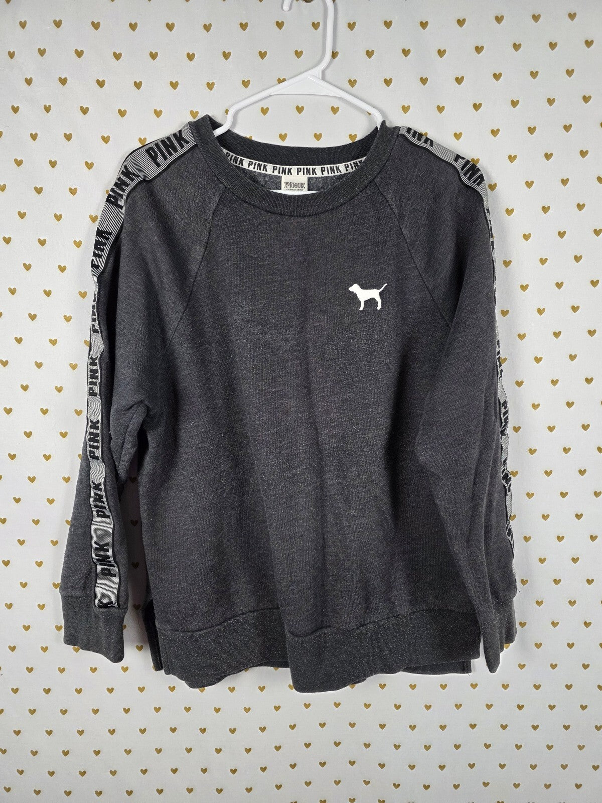 Victorias Secret Pink Rainbow Crest Crew Sweater Shirt SMALL