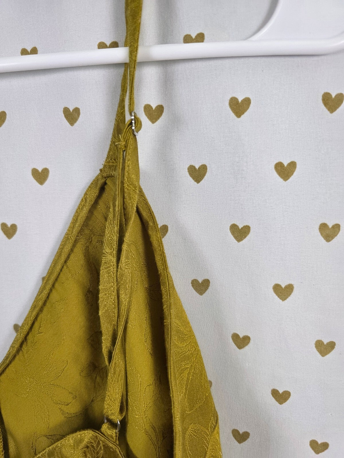 Victoria's Secret Satin Jacquard Romper L Golden Chartreuse Floral Tie Back