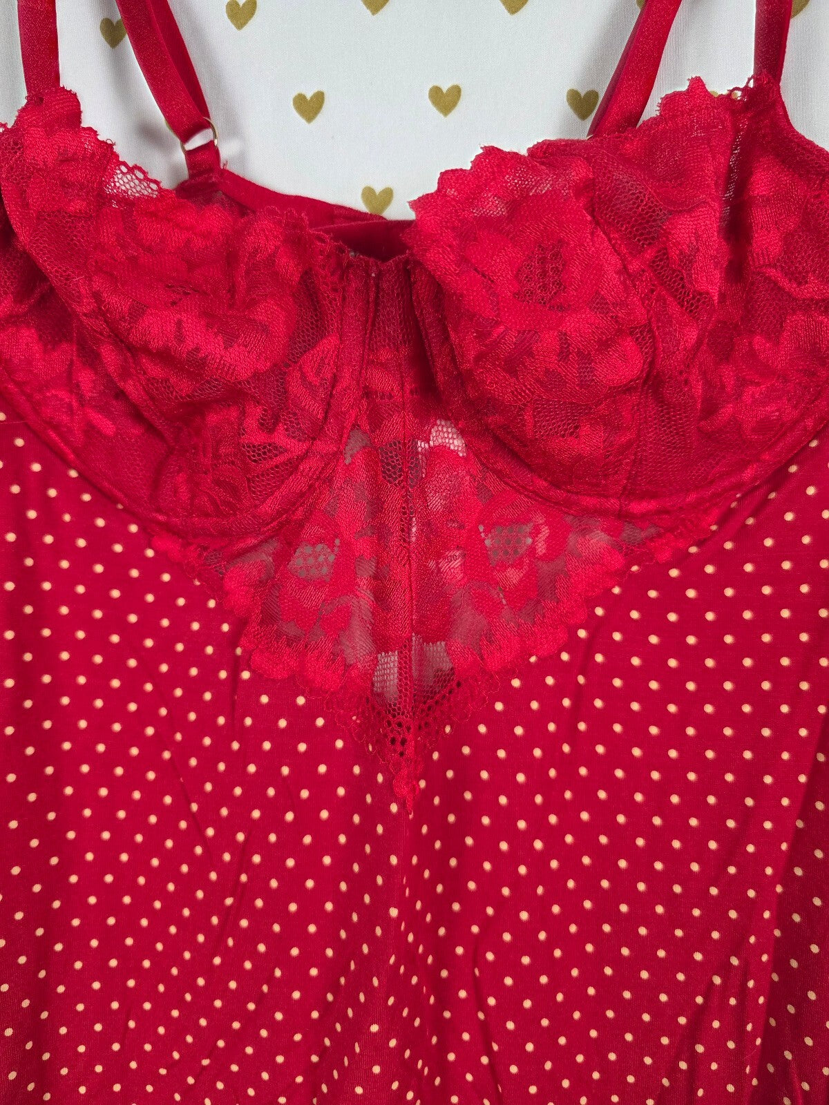 Victorias Secret Red Polka Dot Underwire Nightie Lingerie Medium Super Soft Slip