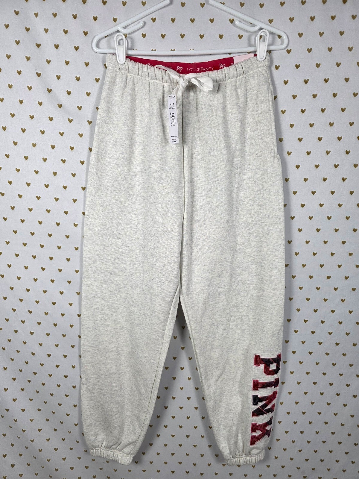 Victorias Secret PINK LOVESHACKFANCY Campus Sweatpants SMALL Joggers NWT
