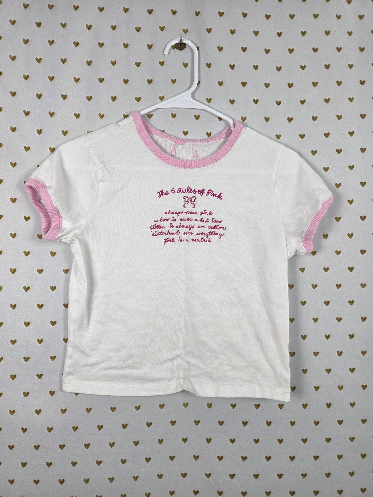 Victorias Secret PINK Loveshackfancy Rules of Pink Baby Tee shirt Small