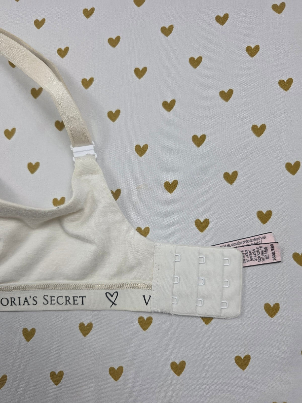 Victorias Secret White Wireless Logo Strap No Wire T shirt Bra 36DD