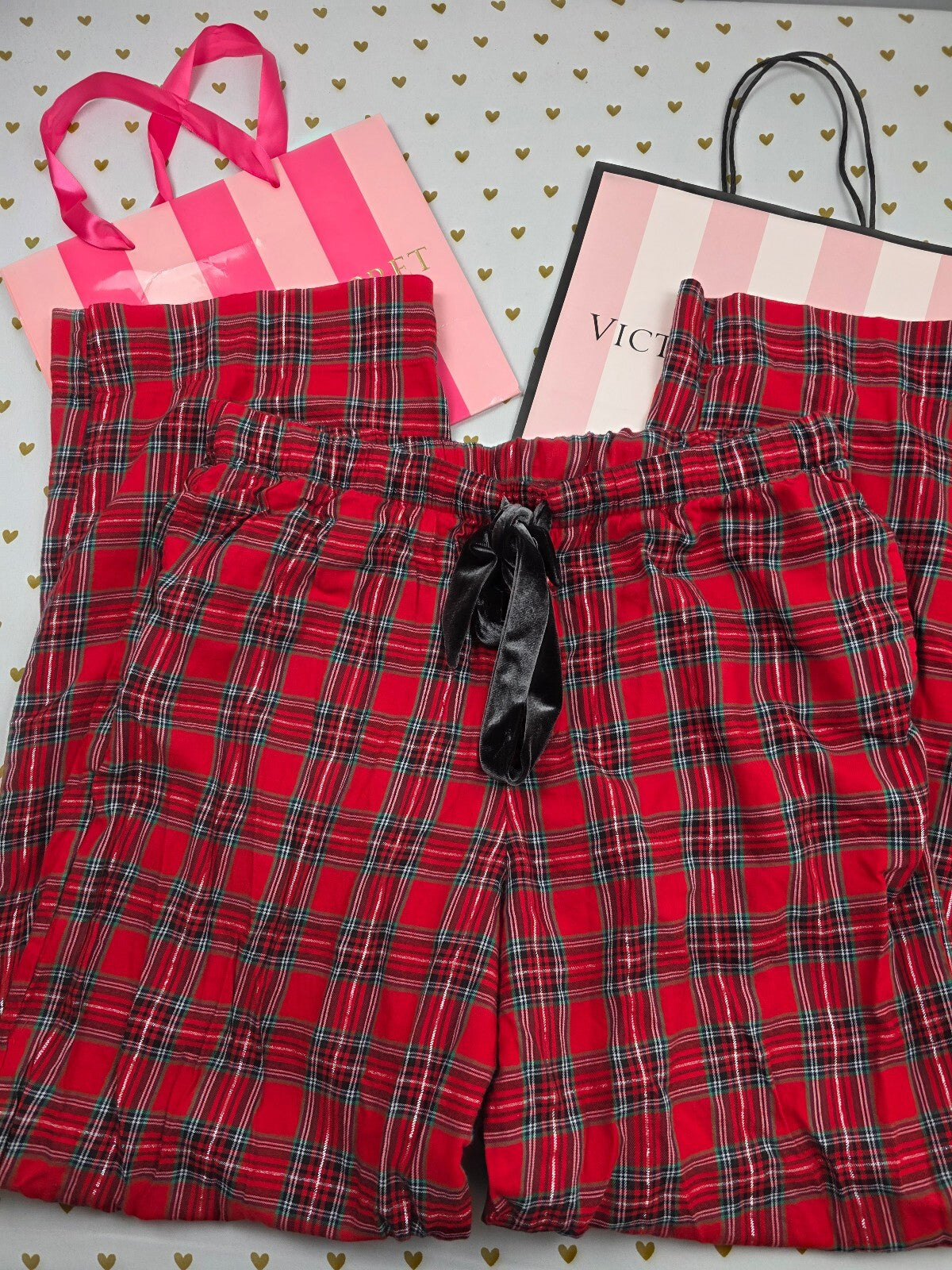 Victorias Secret  Pink Plaid Red Large Sleep Pants Pajama PJ Bottoms