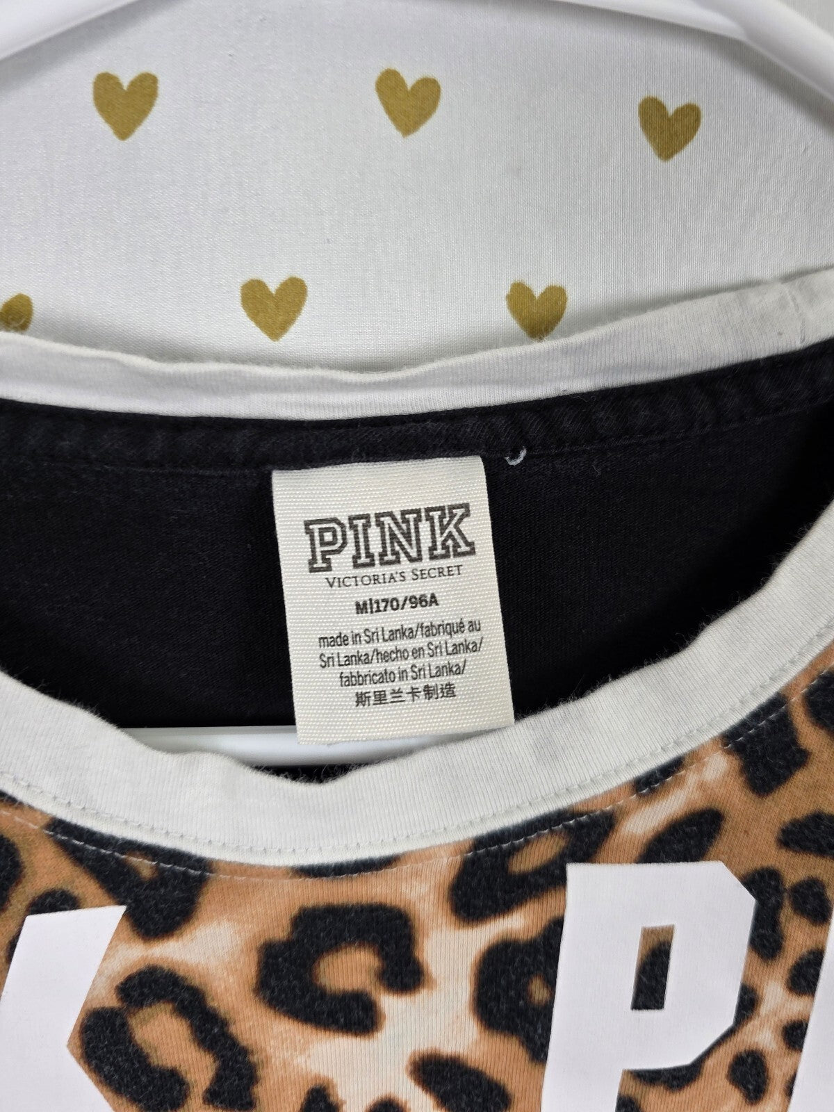 Victorias Secret PINK Leopard Cheetah logo Long Sleeve Tee shirt Medium