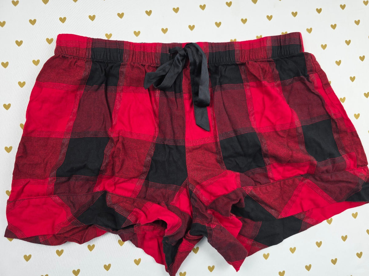 Victorias Secret Red Buffalo Plaid SMALL Sleep Shorts Boxers Pajama Bottoms