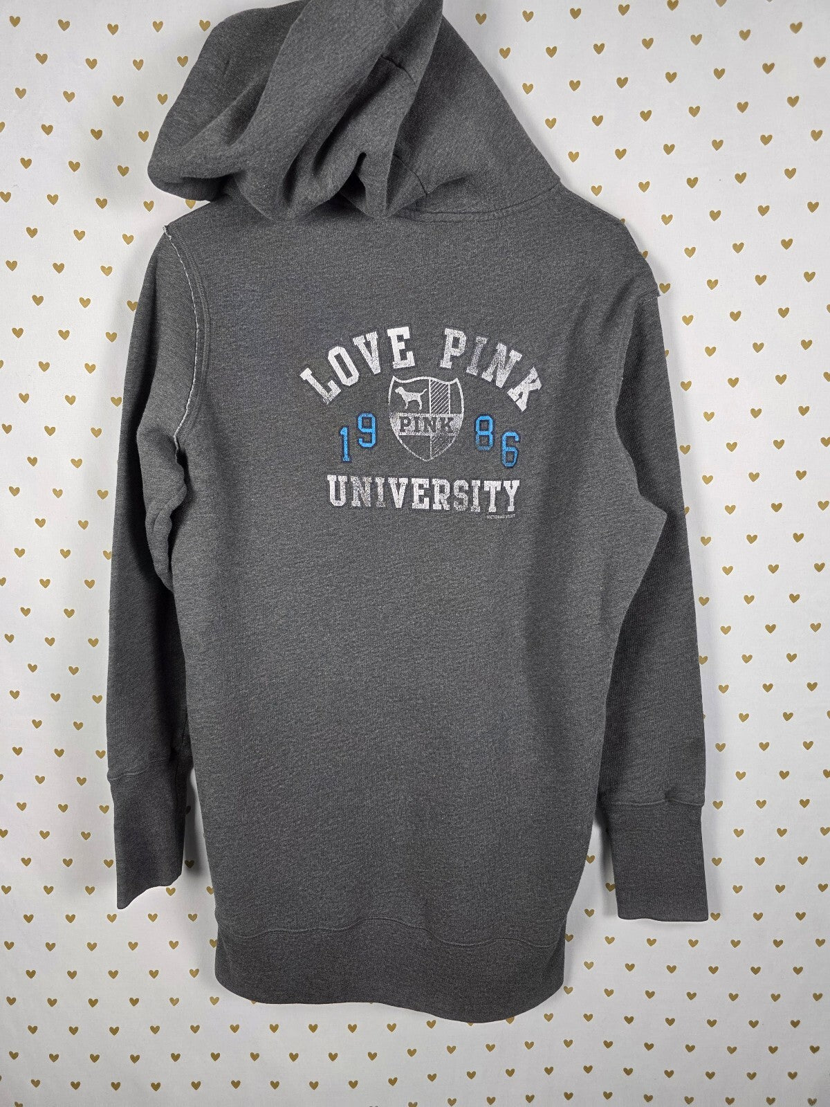 Victorias Secret PINK University Pullover Hoodie Sweater Dress Grey Large