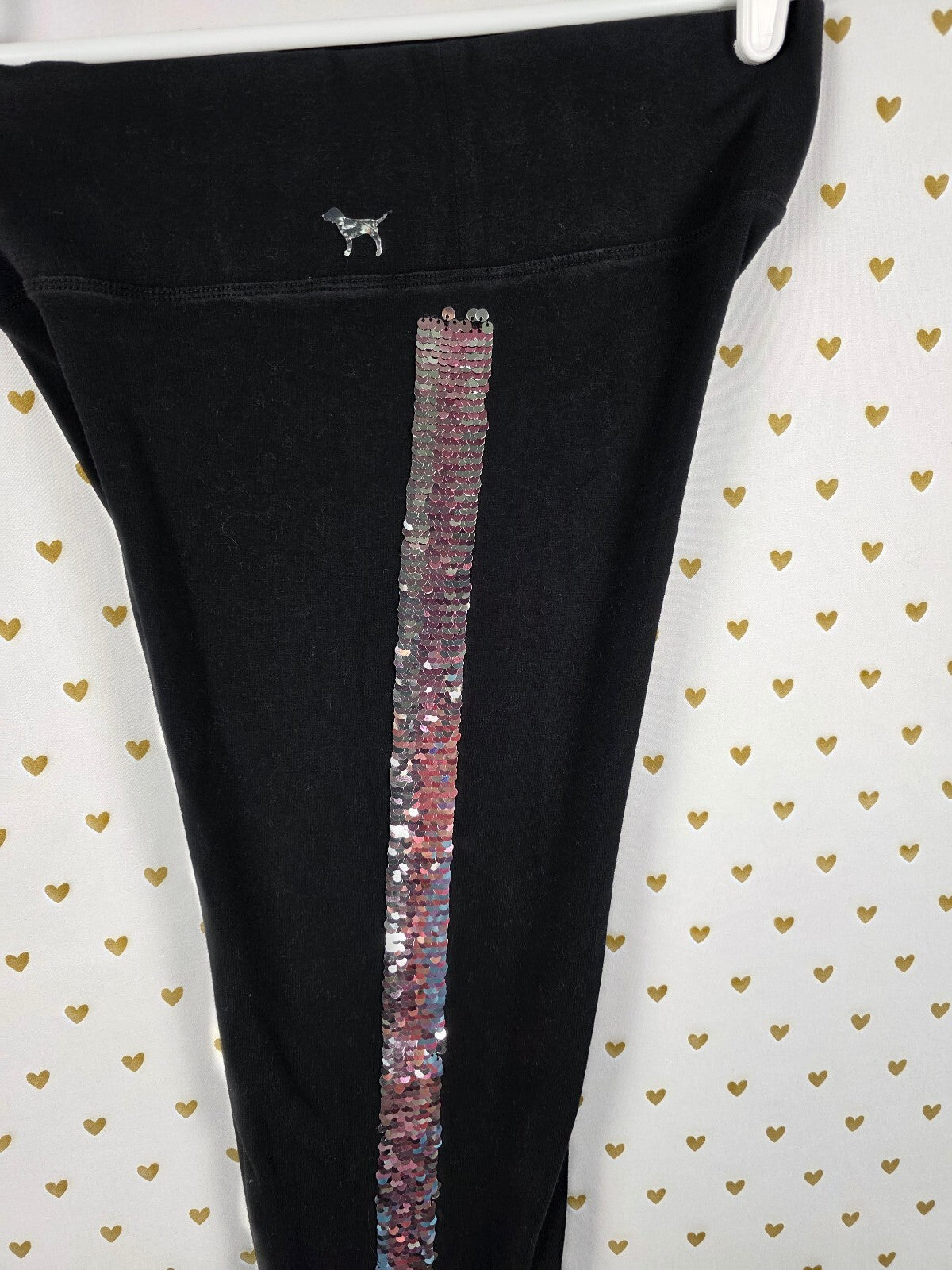 Victorias Secret PINK Bling Yoga Flip Sequin Leggings XS Striped