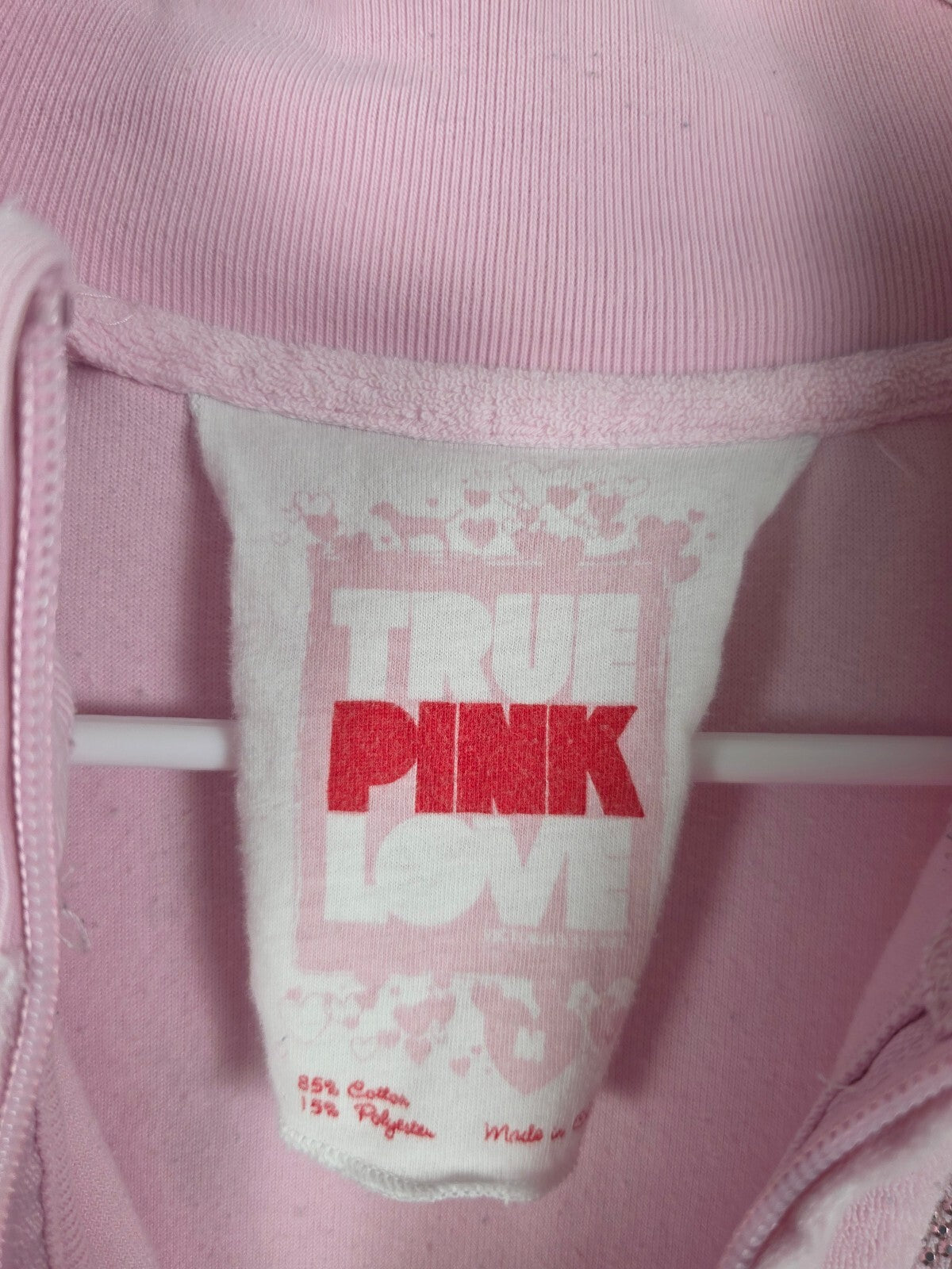 Victoria's Secret PINK Terry Crop Jacket Pink Rhinestone LOVE Full Zip MEDIUM