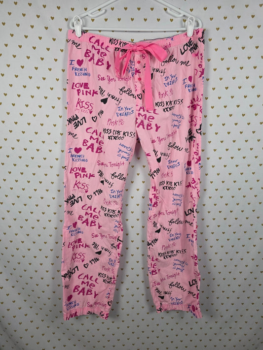 Vintage Victoria's Secret PINK Pajama Pants Graffiti Call Me Baby Y2K Boyfriend