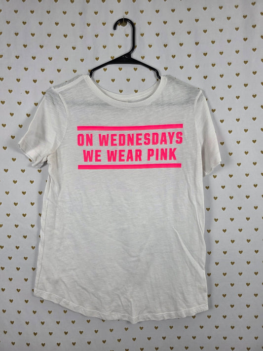 Victorias Secret On Wednesdays we wear Pink White Tee shirt Small