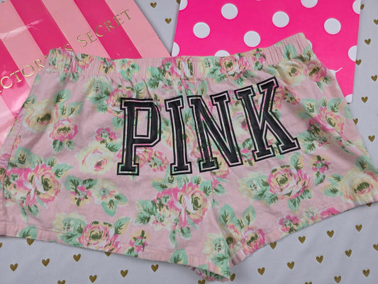Victorias Secret PINK Floral Logo Small Sleep Shorts Boxers Pajama Bottoms