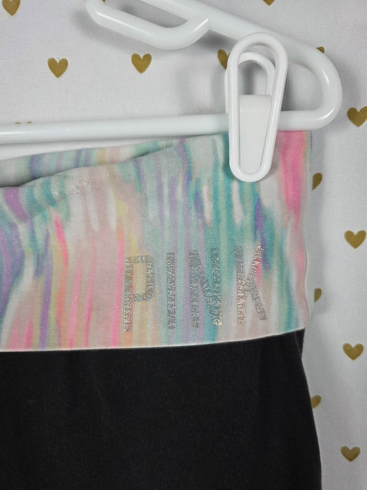 Victorias Secret PINK Vintage Rainbow Logo Foldover Yoga Pants Capri LARGE