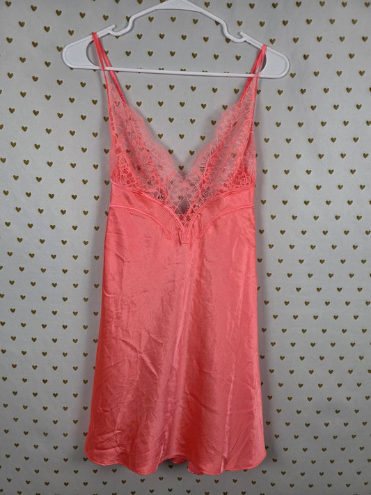 Victorias Secret Neon Satin Silky Nightie Lingerie Slip Dress Large Strappy
