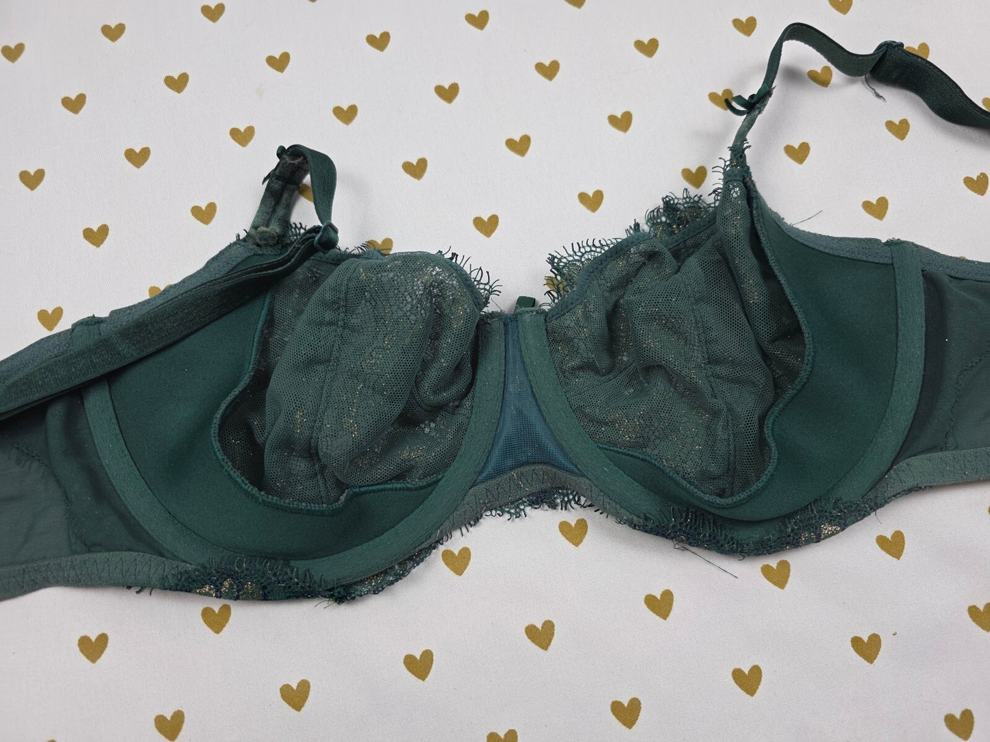 Victorias Secret Green Shimmer Dream Angels Push Up without padding Bra 34DD