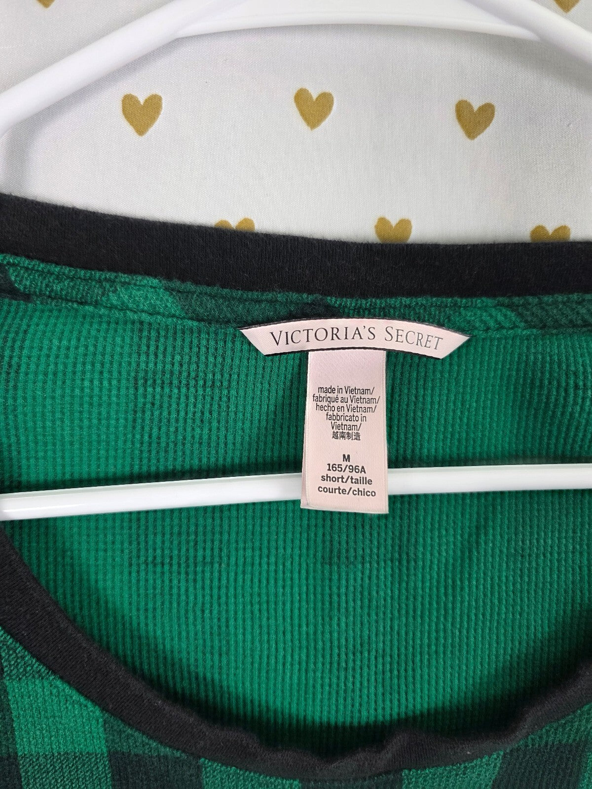 Victorias Secret Green Plaid Thermal Sleep Set Long Sleeve Shirt Pants Medium
