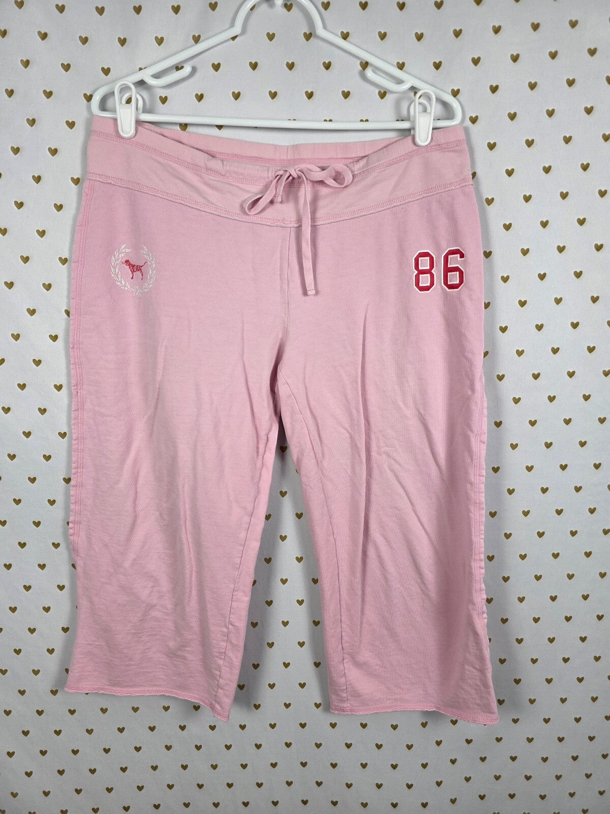 Victorias Secret PINK Vintage Cropped Capri Logo Butt Sweats Y2k MEDIUM'06