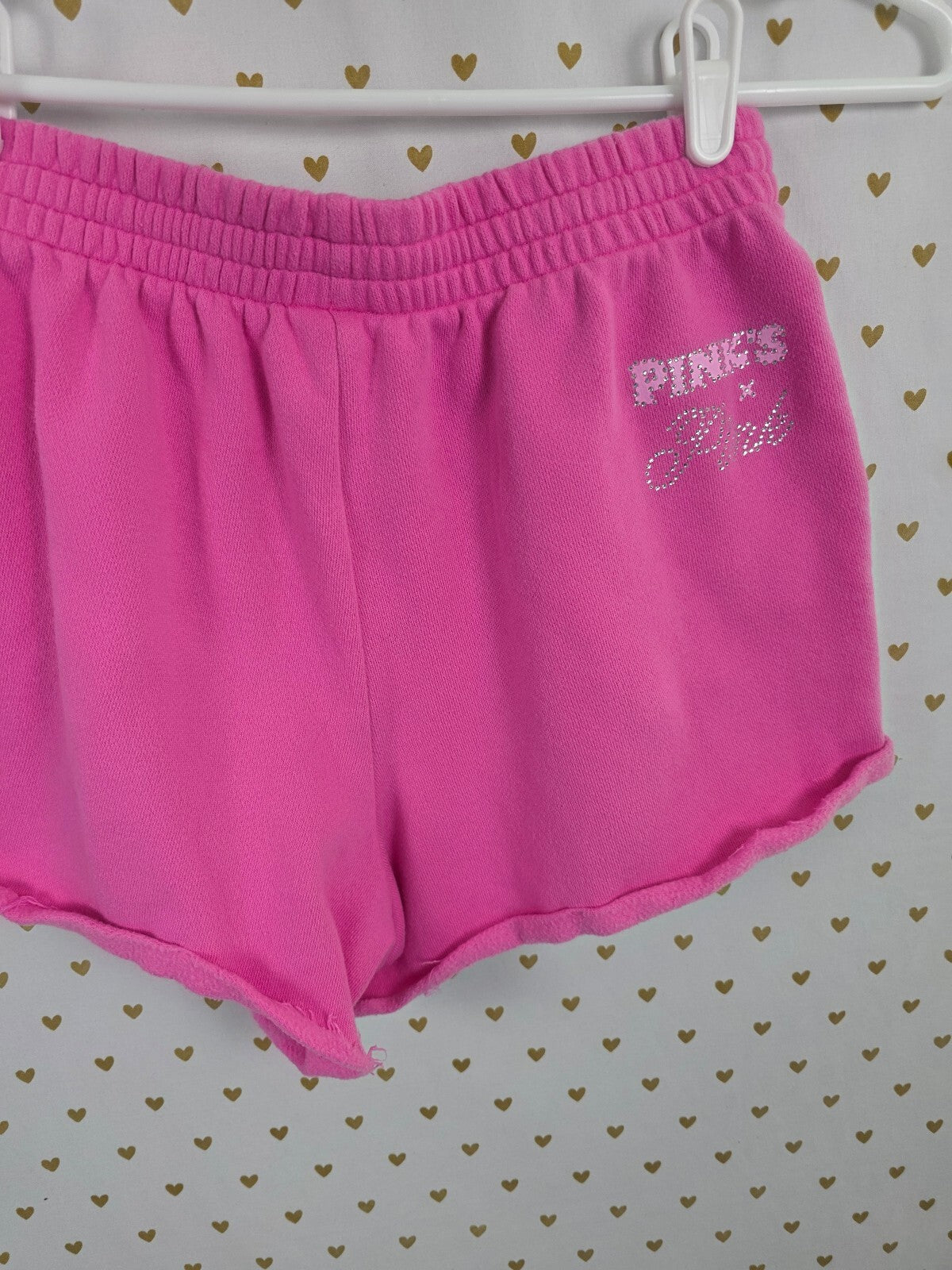 Victoria's Secret PINK Love Pink Hot Dog Rhinestone Zip Hoodie Shorts Set XS/S