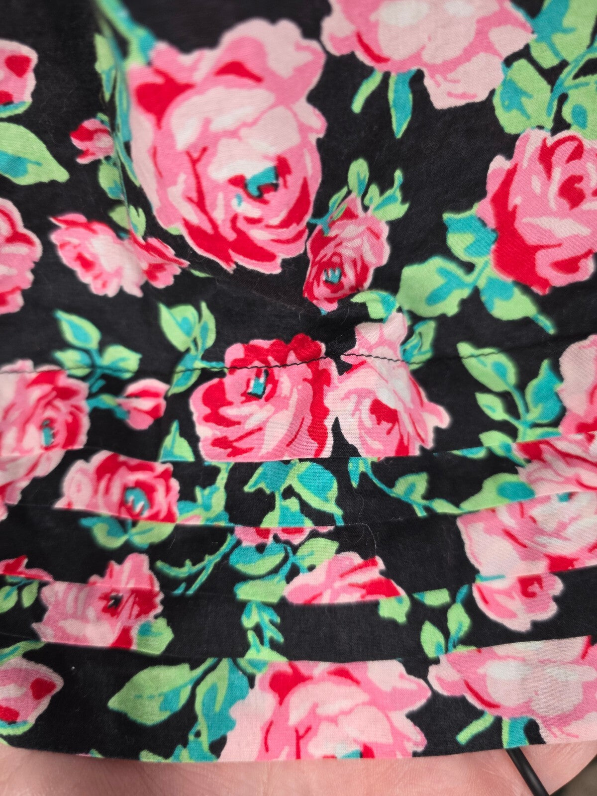PINK Victoria's Secret Floral Skater Dress Criss Cross Back Black Medium