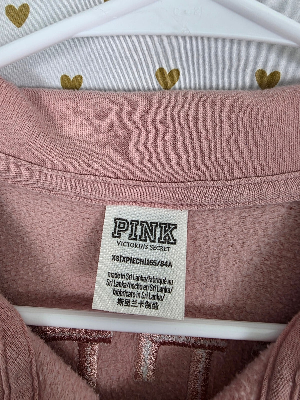 Victorias Secret Pink Embroidered Quarter Zip Sweater Shirt XS Oversized